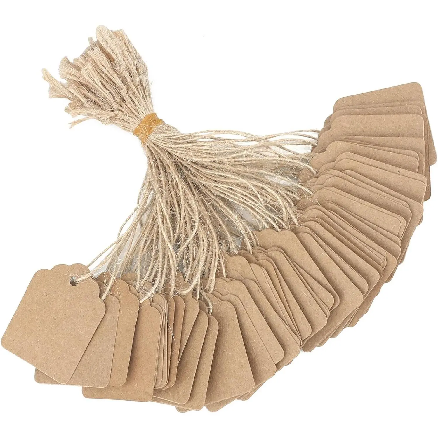 500Pcs Price Tags with String Attached, 1.4x1.8 in Kraft Paper Hangtags, Price Display Tags, Brown Writable Lables for Product, Jewelry, Clothing