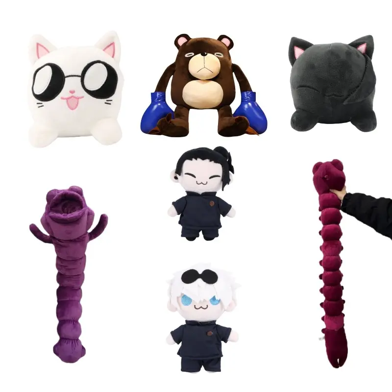 Jujutsu Kaisen Soft Plush Toy Series - Unisex Satoru Gojo, Suguru Geto, Panda, Cat & Worm Stuffed Dolls, Anime Character Decor Gift for Anime Fans, Cross-Border Wholesale Birthday Christmas Item
