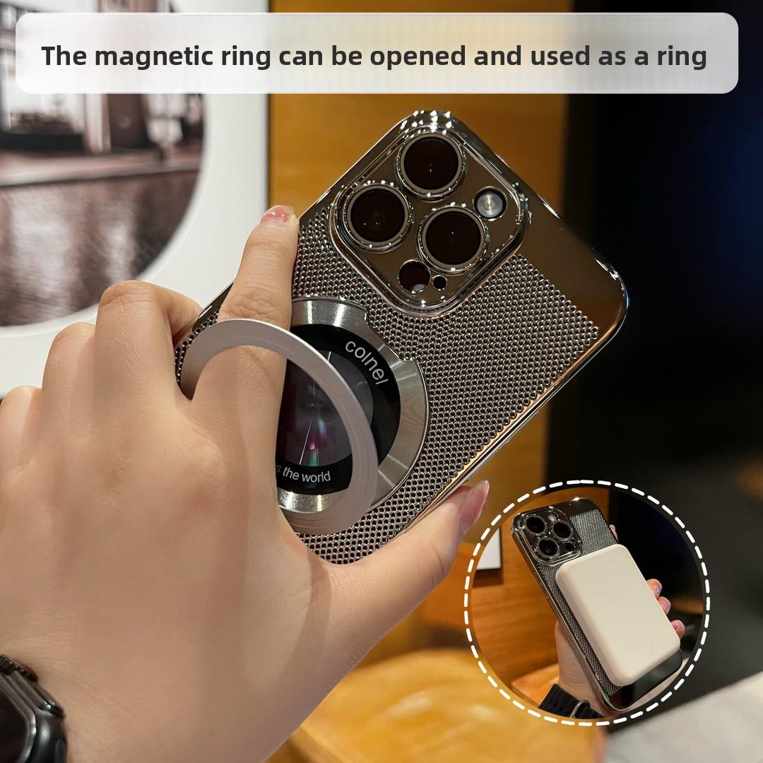 Suitable for iP16promax all-round heat dissipation 360°   Magnetic Stand iP15 Honeycomb Design Magnetic Ultra-Thin Phone Case 14/13/12 Screen Protector