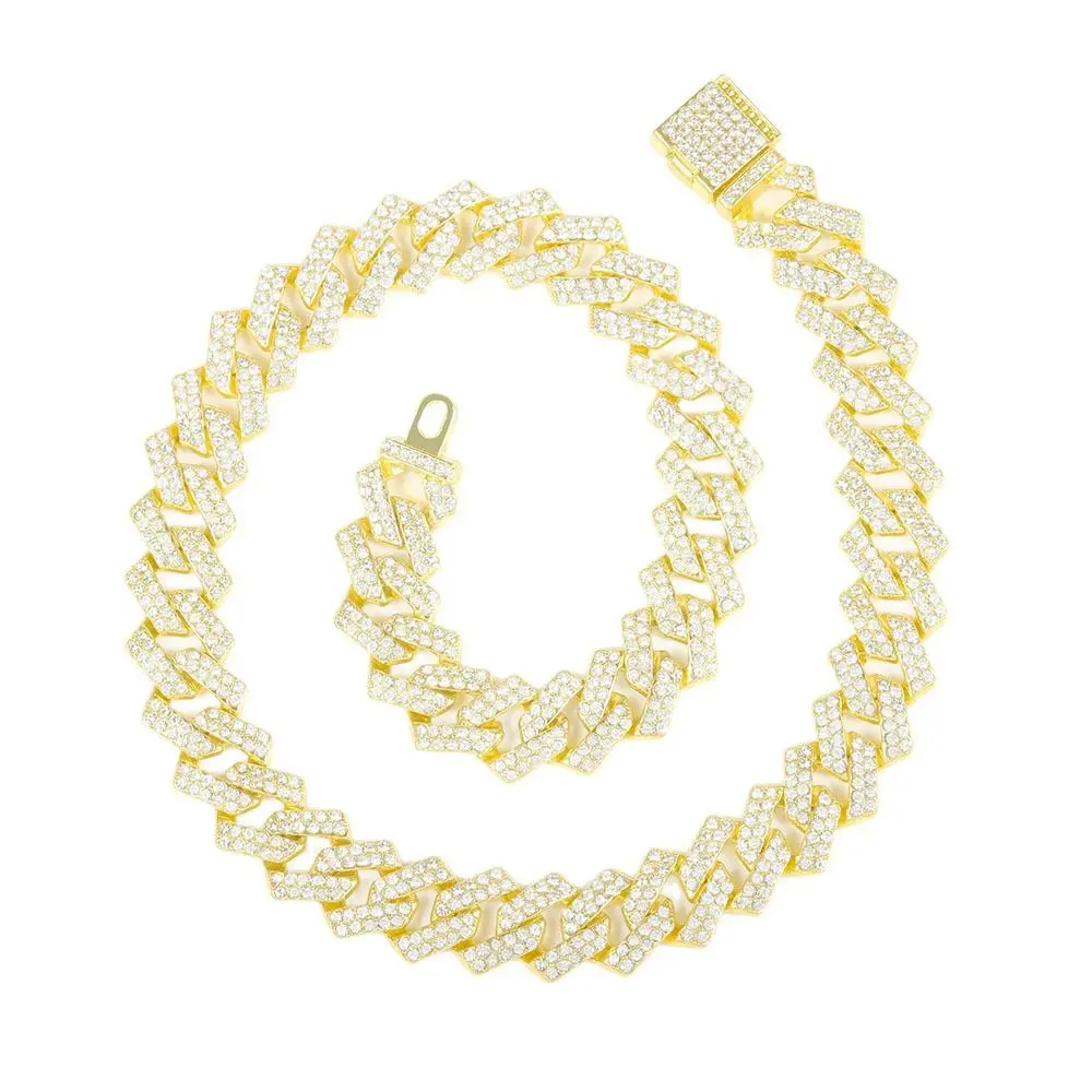 Loveden14K Gold Plated Big Iced Out Miami Cuban Link Chain Necklace for Men, Full Pave Cubic Zirconia Thick Hip Hop Chain with Diamond Box Clasp, Heavy Duty Waterproof Streetwear Jewelry, Father’s Day Birthday Gift for Him