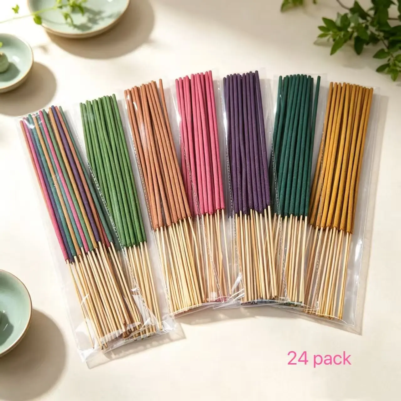 Multiple Scents 22cm Scented Incense Sticks, Home Scent, Lavender, Lemongrass, Sandalwood, Jasmine, Rose, Peppermint, 24 Pcs Per Type, Long-Lasting Aroma