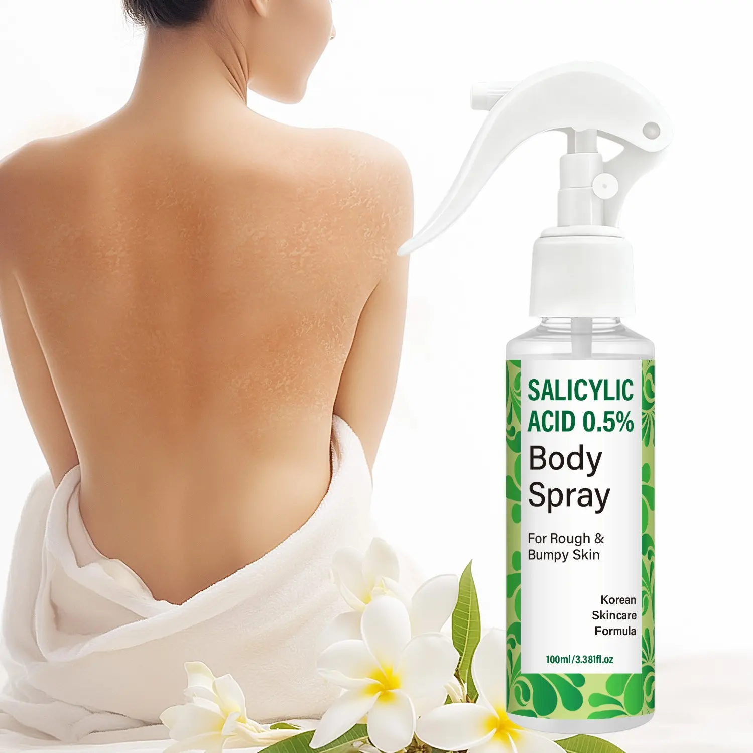 100ml 0.5% Salicylic Acid Body Spray with Glycolic Acid, Panthenol - Gentle Exfoliating Mist, Refines Rough Skin, Supports Even-Looking Tone, Keeps Skin Refreshed - For Rough & Bumpy Skin, Daily Body Care