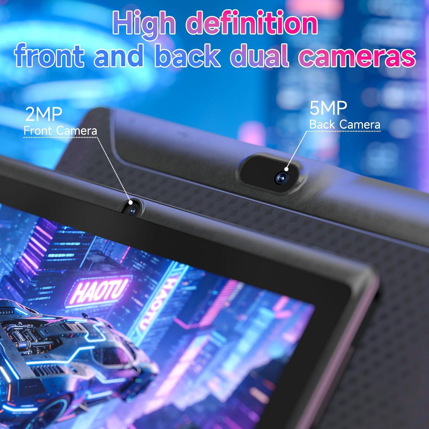 7 inch Tablet Android 14 with Case 8GB RAM 32GB ROM 1TB Expand Quad-Core Processor IPS Screen Dual Camera 3000mAh Battery Bluetooth