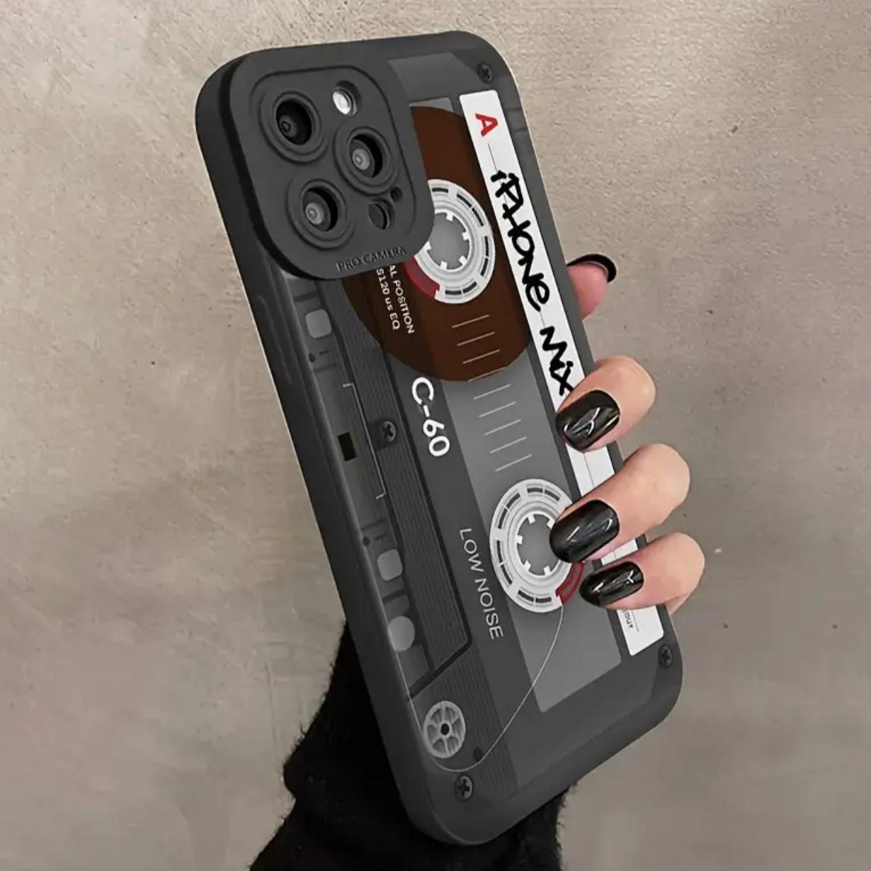 Cassette Tape Design Phone Case, Soft TPU Cellphone Protective Case, Shockproof Mobile Phone Cover for iPhone 15 Pro Max 14 13 12