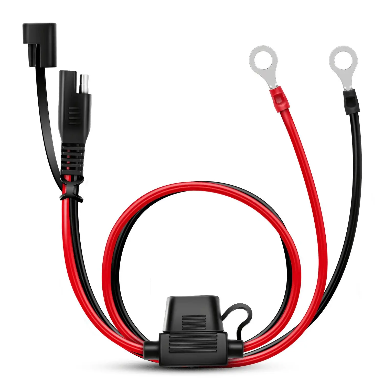 Nilight 2FT SAE DC Extension Cable - 2Pin Plug Connector Cable with 100% Copper Wire, Ring Terminal Harness, Waterproof Protection Cover for Cars, Scooters, Snowmobiles, Tractors (Network Components Accessory)