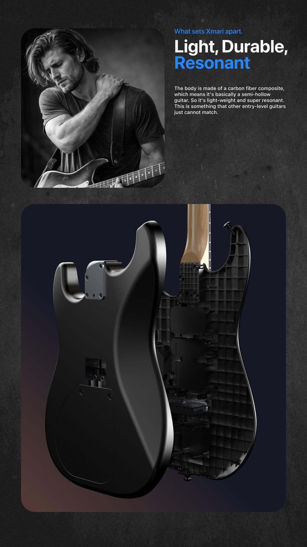 Xmari Smart Electric Guitar with Built in DSP Effects, 4 Presets, USB C OTG Recording, Headphone Output, Alnico Pickups w/Coil Split, Carbon Fiber Body, Gig Bag, Strap, Cable & Picks guitar for beginners electric guitar for beginner【no built-in amp】 Xmari Smart Electric Guitar with Built in DSP Effects, 4 Presets, USB C OTG Recording, Headphone Output, Alnico Pickups w/Coil Split, Carbon Fiber Body, Gig Bag, Strap, Cable & Picks guitar for beginners electric guitar for beginner【no built-in amp】