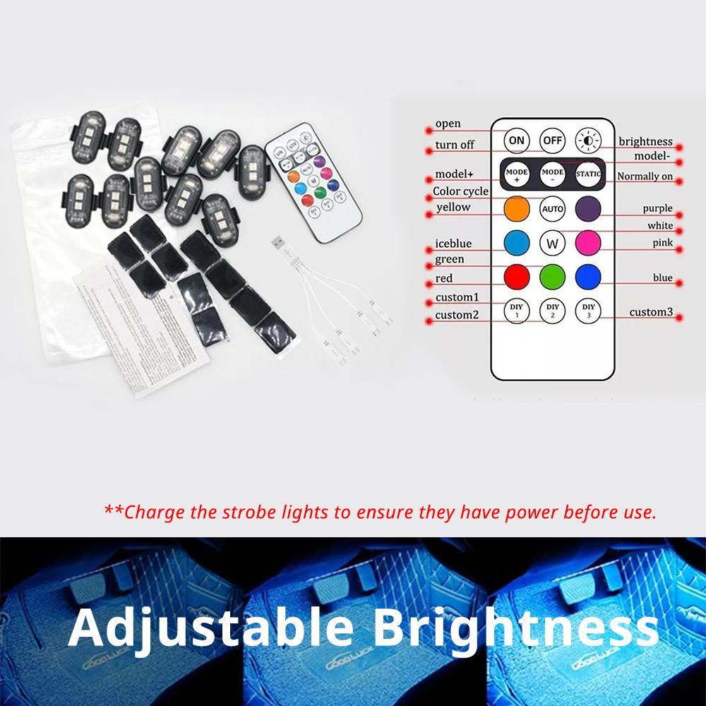 Magnetic RGB LED Strobe Light, Wireless Remote Control Car Light, Led Car Ambient Light, Waterproof LED Light for Car, Motorcycle, Bike, Camping, Truck, Boat, Night Warning Light Footwell lights Valentine's Day Father's Day Gift for Him Her Dad