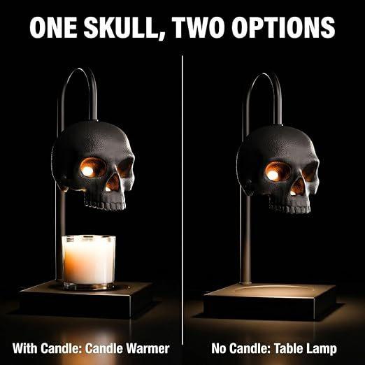 Skull Candle Warmer Lamp with Timer & Dimmer – Adjustable Height Gothic Candle Lamp (Candles Not Included)