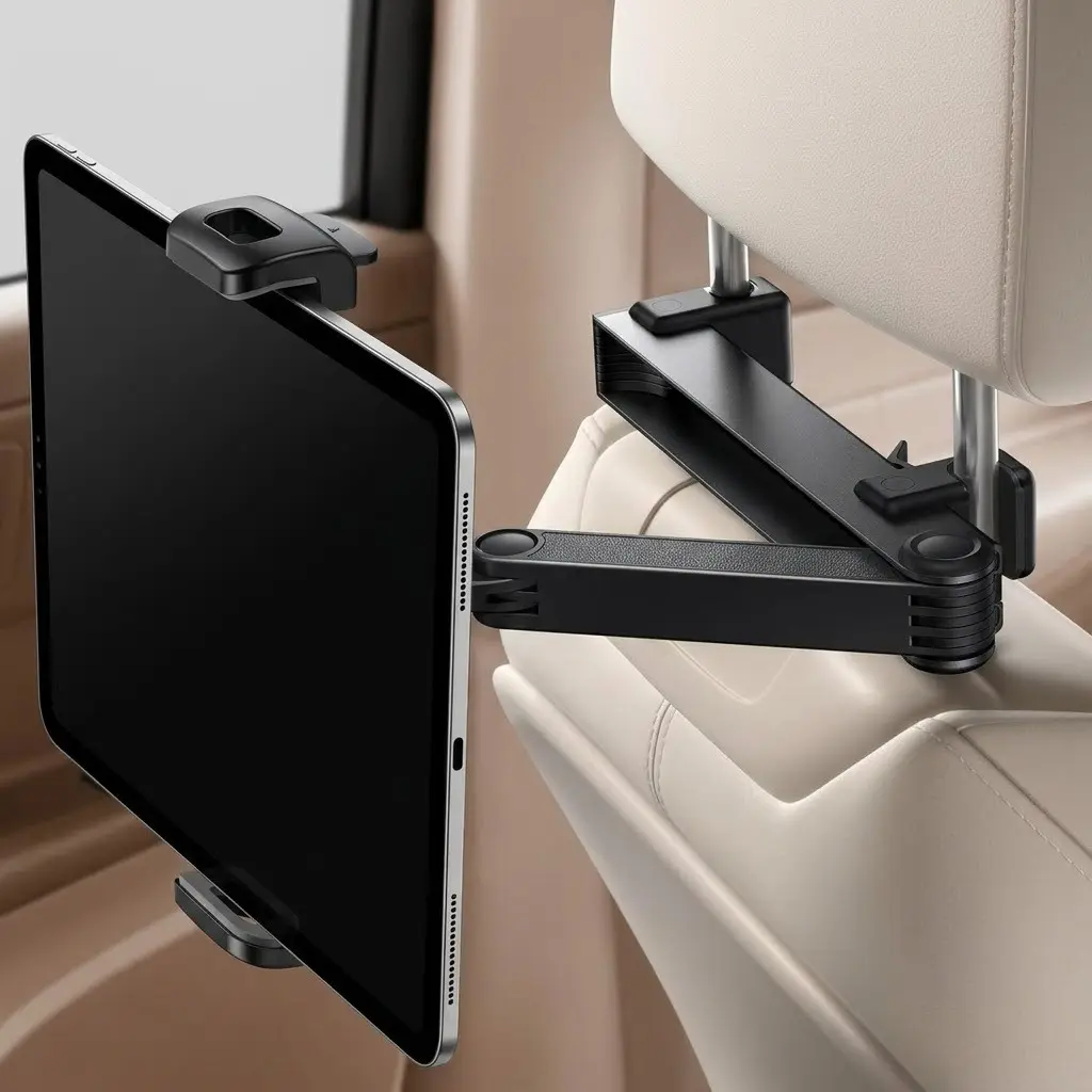 Car Headrest Phone and Tablet Holder, 360 Degree Rotating Extension Arm for Back Seat, Universal Mount Fits 4.7 to 11 Inch Mobile Devices, Stable Stand Road Trip Essentials for Kids, Travel Accessories Perfect Gift