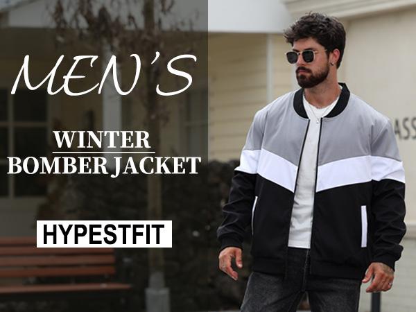 HYPESTFIT Men's Varsity Jacket Casual Windproof Color Block Quilted Insulated Padded Coats HYPESTFIT Men's Varsity Jacket Casual Windproof Color Block Quilted Insulated Padded Coats
