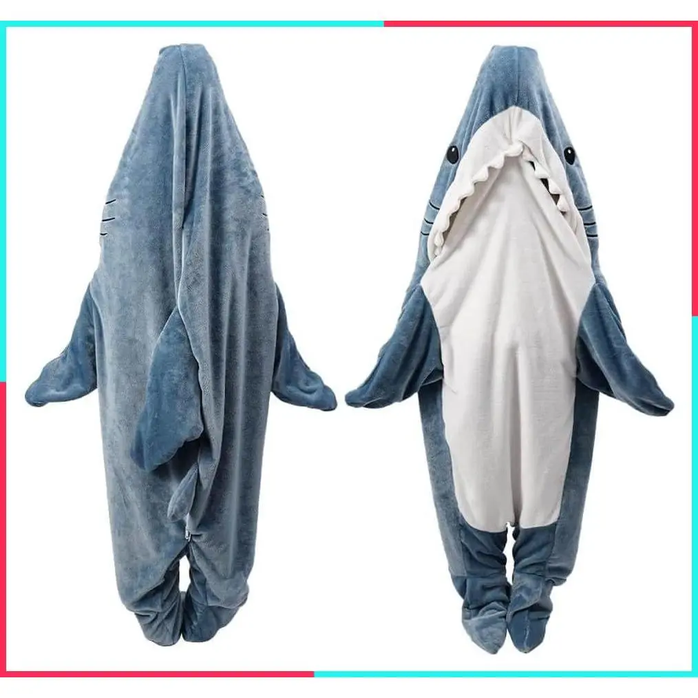 Shark Blanket Hoodie Onesie for Adults & Kids, Wearable Shark Sleeping Bag, Soft Cozy Onesie Costume