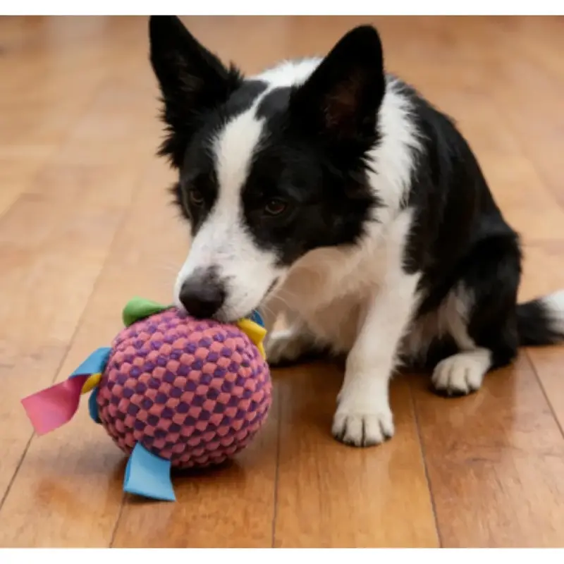 Heavy-Duty Chew-Resistant Dog Ball with Bell Non-Toxic Soft Training Ball Suitable for Aggressive Chewers Indoor/Outdoor Fetch Game Durable Polyester Fiber Puppy Teething Toy Used for Intellectual Stimulation and Exercise Indestructible Dog Toy cattle  do