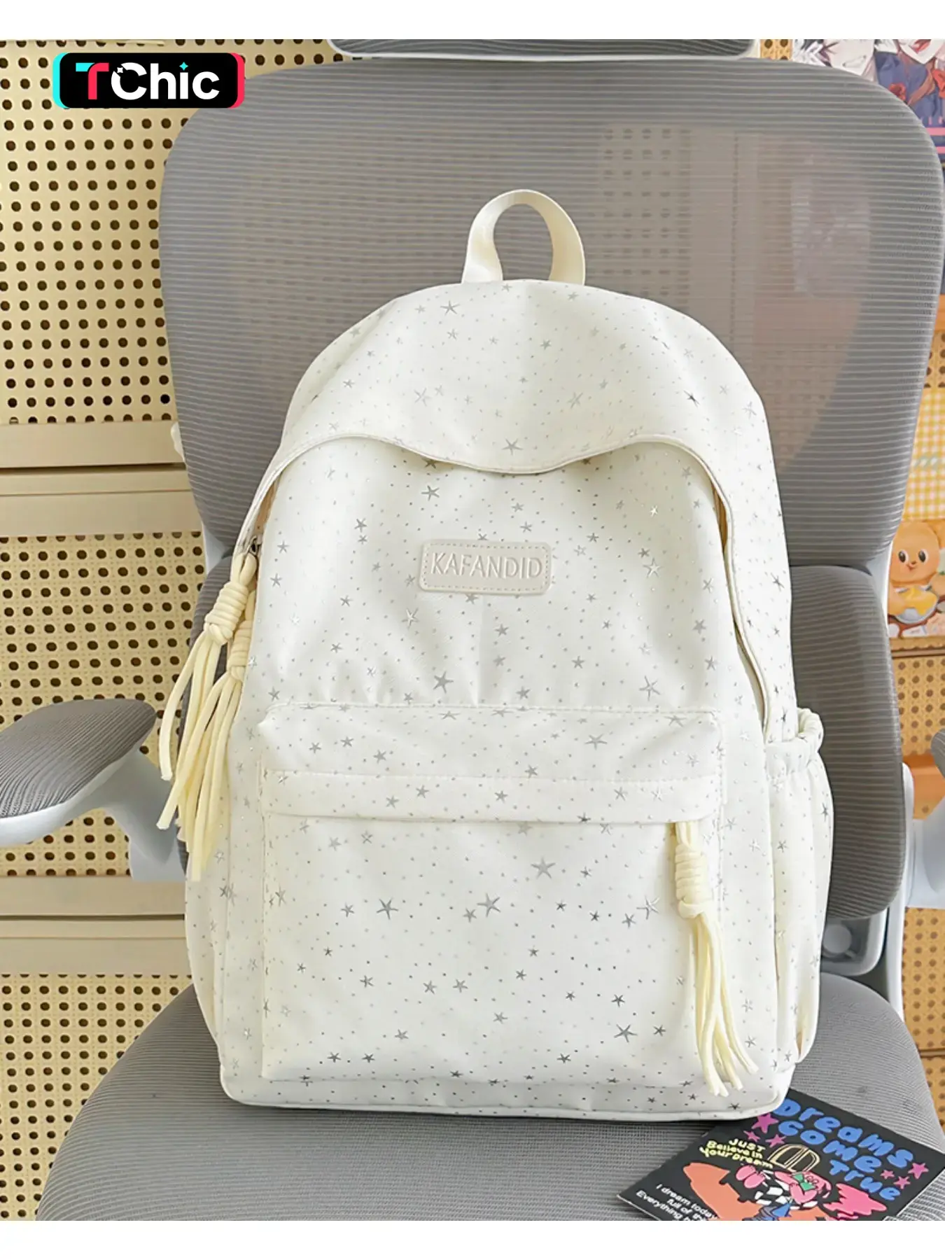 Macaron Pastel Star Backpack，Yellow Green Blue Pink Soft Color，Light Sweet Girls Casual Lightweight Daily Backpack Daypack for Picnic Beach Photography Daily Outfit