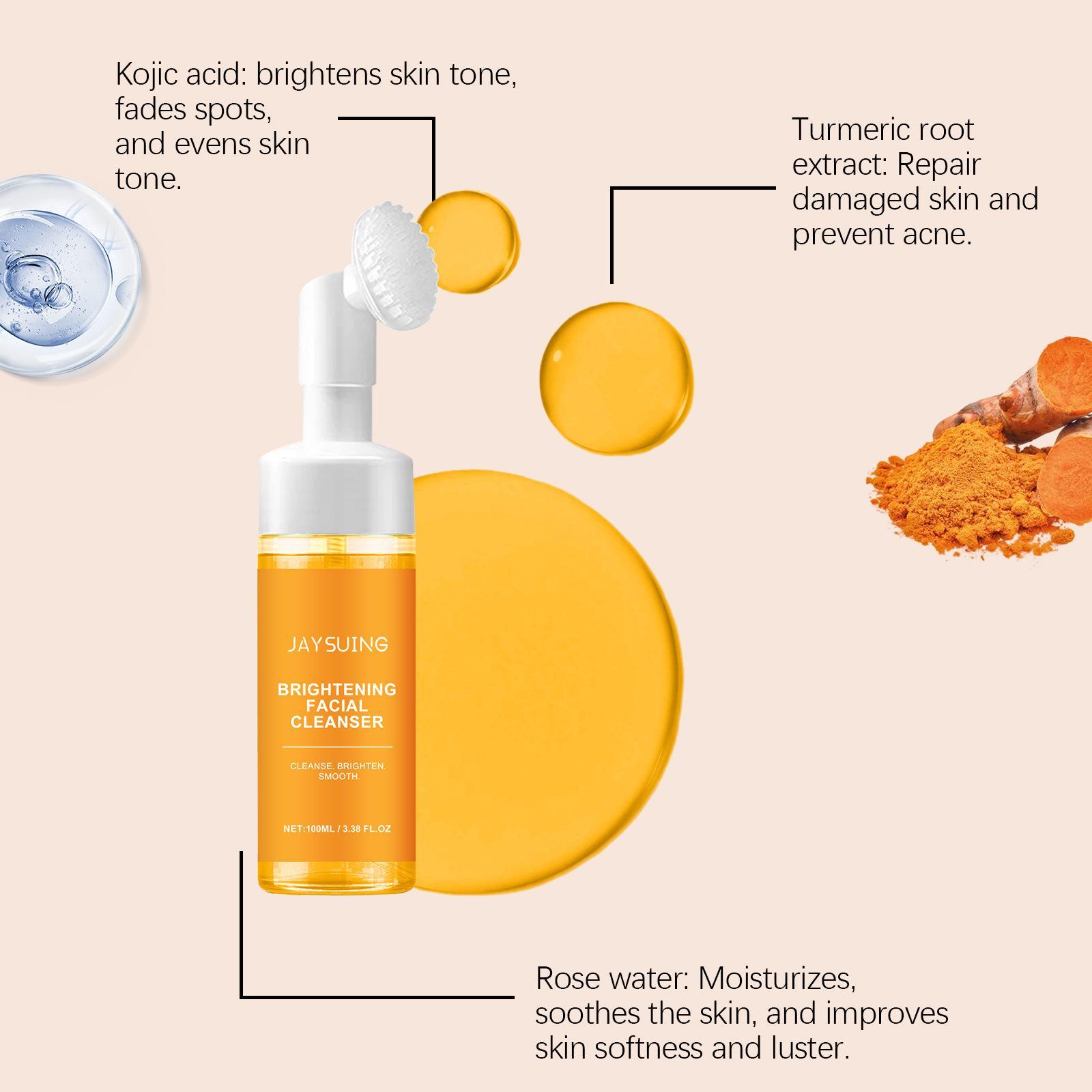 Moisturizing Turmeric Cleanser, 3 Counts Oil Control Gentle Facial Cleansers, Hydrating Facial Cleansing Product for Women & Men, Facial Wash, Hydrate