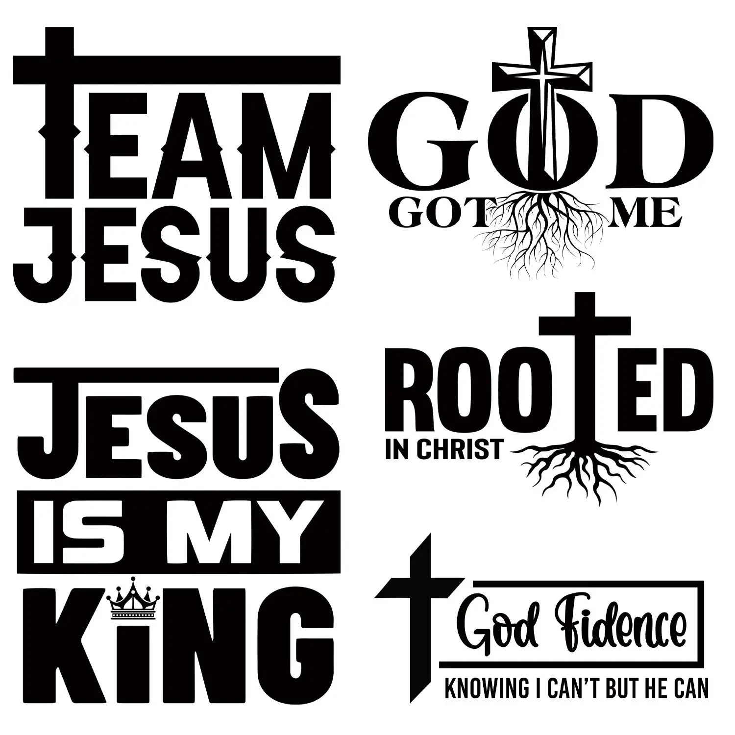 Letter & Cross Pattern Heat Transfer Sticker, 5 Counts/set DIY Clothes Iron on Decal, Heat Transfer Sticker for T-shirt, Jeans, Jacket, Bags, Hats, Backpacks, Scarves, Crafts
