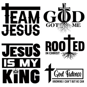 Letter & Cross Pattern Heat Transfer Sticker, 5 Counts/set DIY Clothes Iron on Decal, Heat Transfer Sticker for T-shirt, Jeans, Jacket, Bags, Hats, Backpacks, Scarves, Crafts