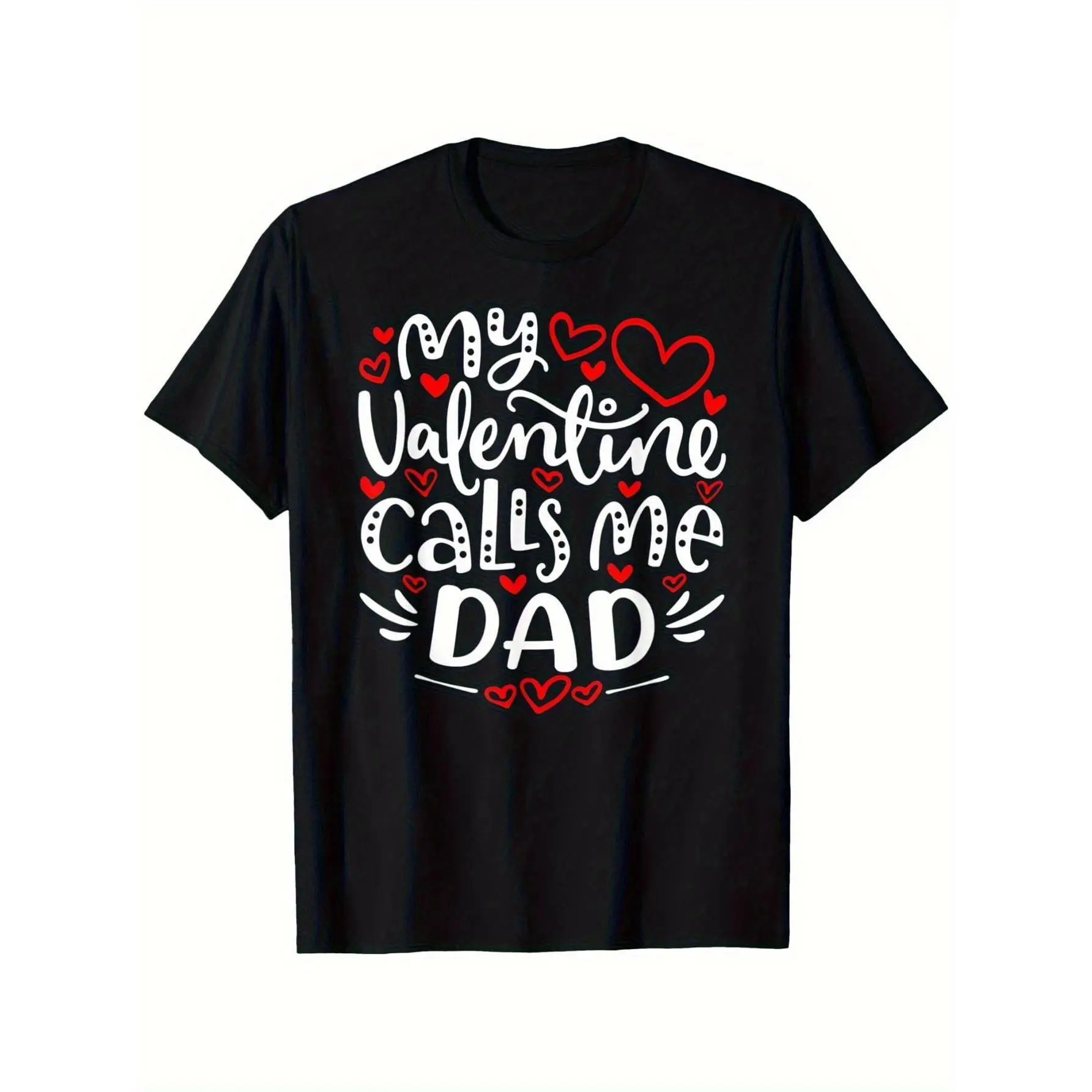 This Humorous Valentine'S Day T-Shirt Features a Crew Neck And Short Sleeves, Adorned with a Red Heart And White Handwritten Text. It'S Available in Sizes Ranging from S to XXXL, Making It Perfect for Men, Dads, And Moms, Plus Size
