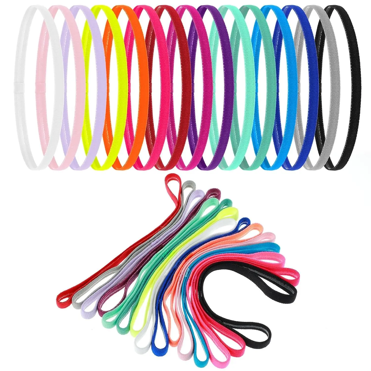 15 Pcs Thin Elastic Headbands, Non Slip Running Headbands For Women And Men (Multi-Colored)Gift