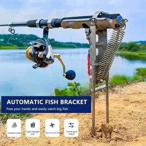 Stainless Steel Automatic Fishing Rod Holder, Spring Base Stand, Ground Insert, Reel Up Device, Essential Fishing Gear, Fishing Pole Holders For Ground