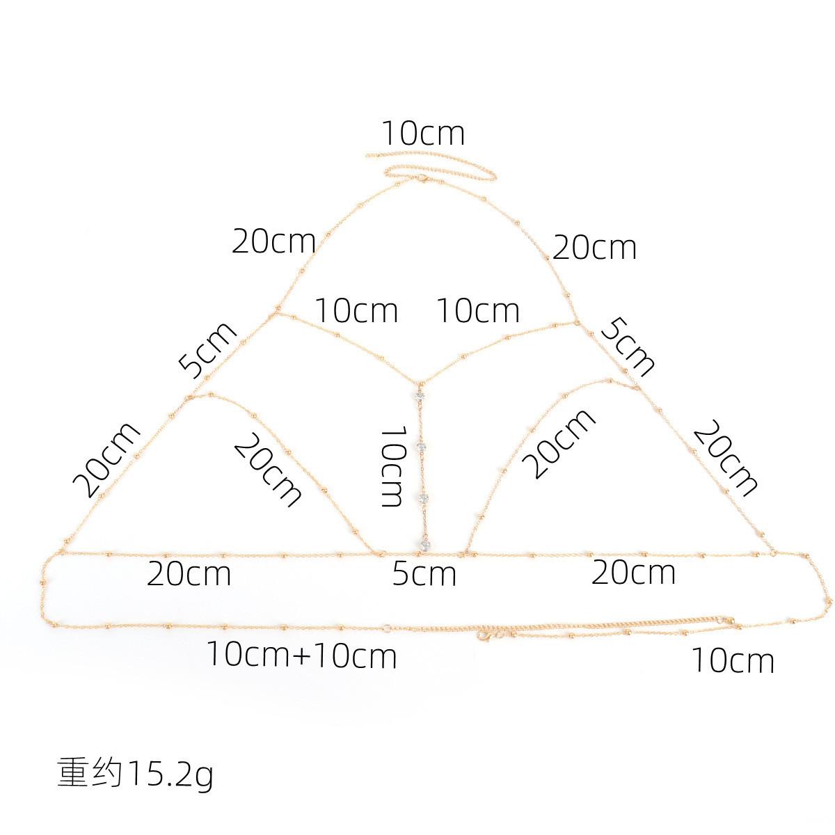 Fashionable and sexy metal chain with rhinestones, versatile and unique beach-style women's chest chain, not easy to fade