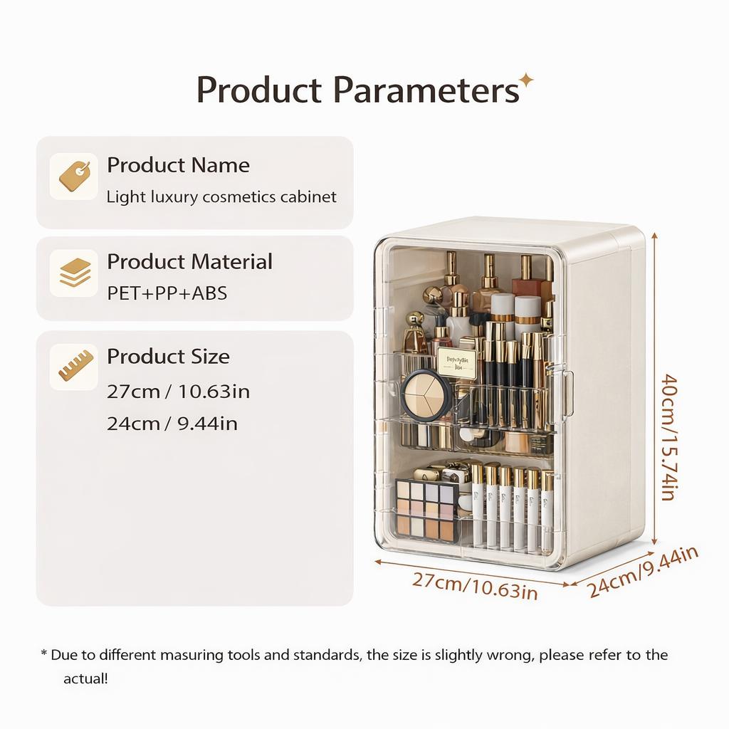 Large Capacity Makeup Organizer Box, Desktop Cosmetic Storage with Brush Holder, Multi-Compartment Makeup Tool Organizer for Bedroom, Bathroom & Vanity Large Capacity Makeup Organizer Box, Desktop Cosmetic Storage with Brush Holder, Multi-Compartment Makeup Tool Organizer for Bedroom, Bathroom & Vanity