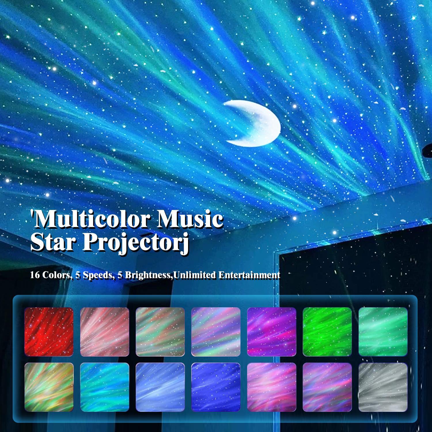 USB Rechargeable Aurora Projector Night Light, Galaxy Projector with Remote Control, Decorative Ambient Light for Home Bedroom Living Room