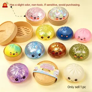 【Blind Box】2026 New Glitter Dumpling Squishy with Steamer Box, Soft Sensory Fidget Steamed Bun Squeeze Tool for Adult Stress & Anxiety Relief
