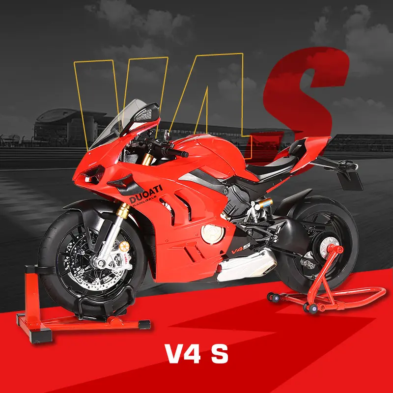 1:6 Scale Ducati V4S Aluminum Motorcycle Model - Enhanced Edition, featuring lightweight, sound and smoke effects. Cast metal motorcycle toy, suitable for collectors and men as a gift.