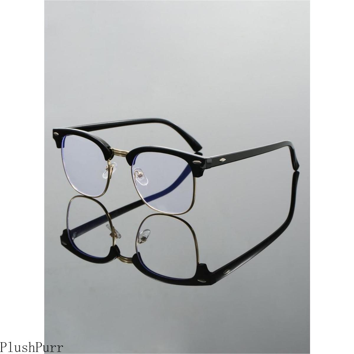 Anti-Blue Light Square Full Frame Eyeglasses - Unisex Basic Fashion Style, Ideal for Work & Daily Outfit Decor