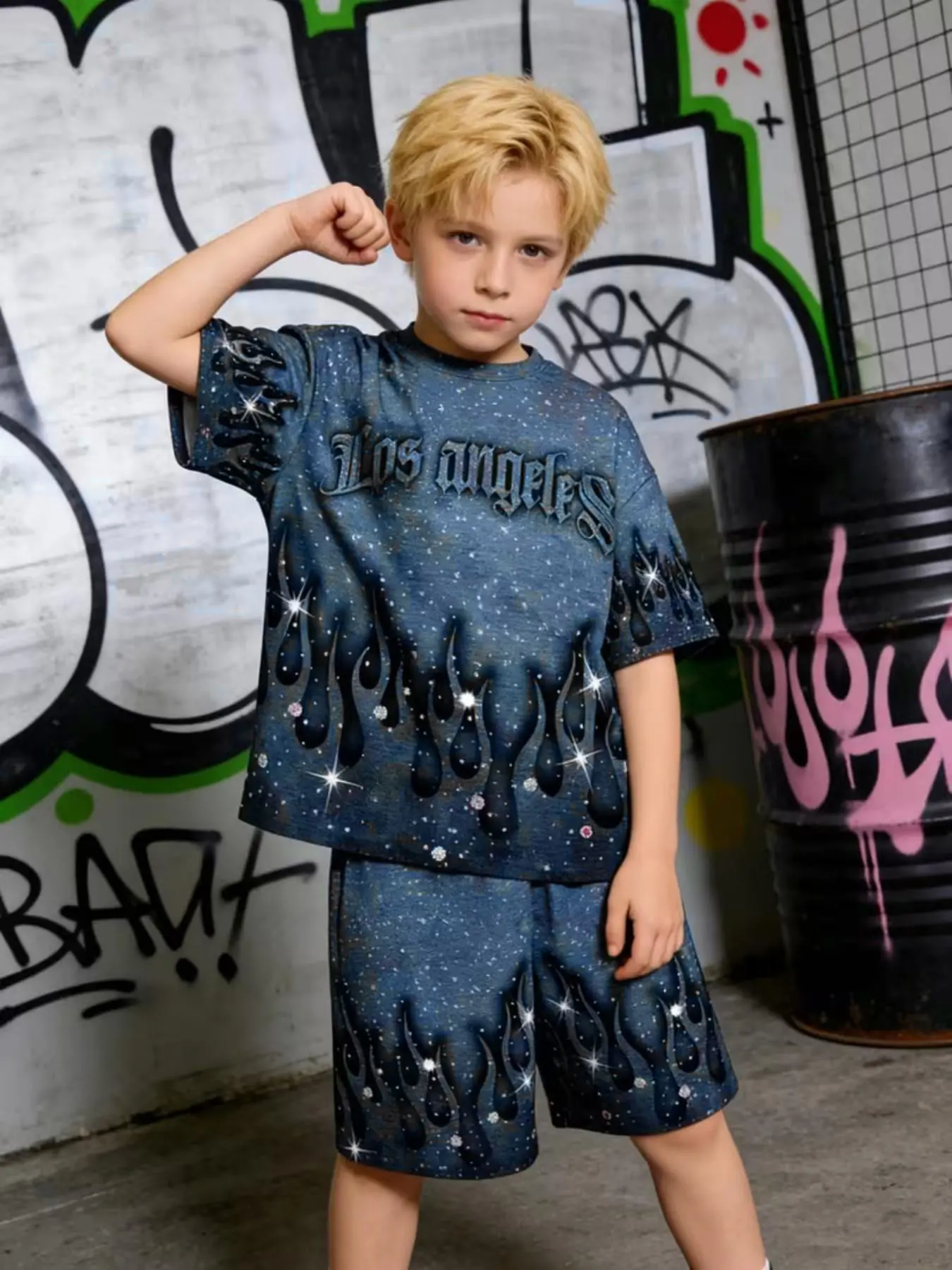 2-Piece Boys' Clothing Set, Casual Summer New Style, Hip-Hop Letter Print Short Sleeve T-Shirts, Perfect for Outdoor Activities, Graphic Print Set, Matching Set