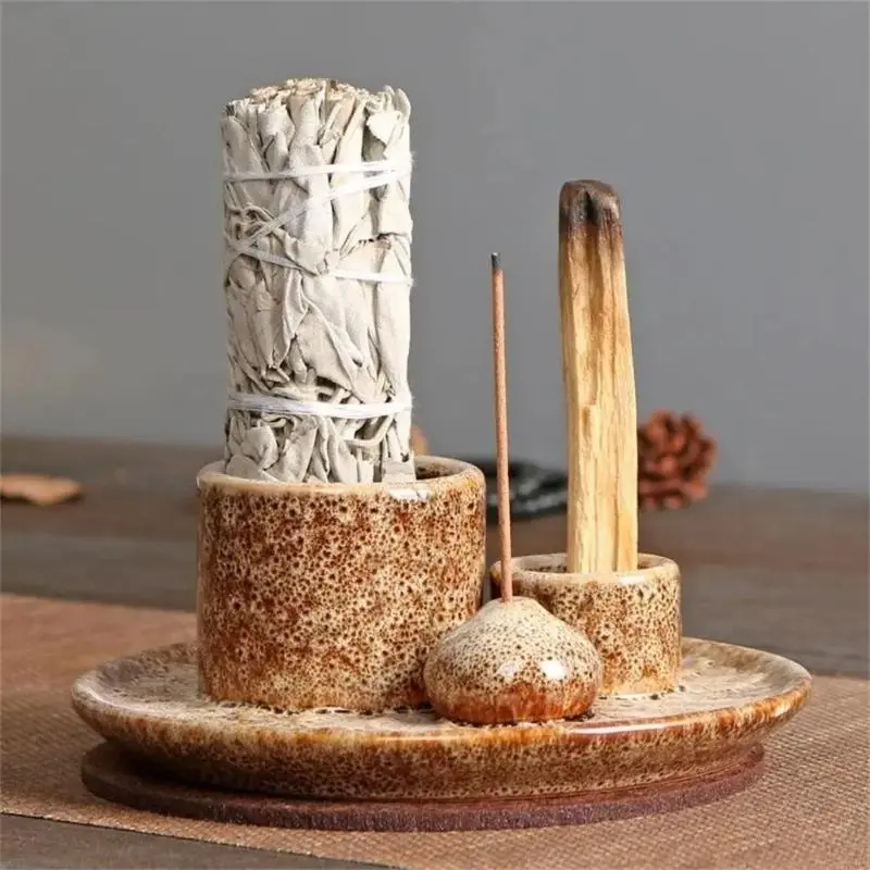 4 in 1 Ceramic Incense Holder, 1 Count Creative Incense Burner Holder, Decorative Incense Holder, Cool Incense Burners for Home Decor, Room Decor, Home Decor, Freshener