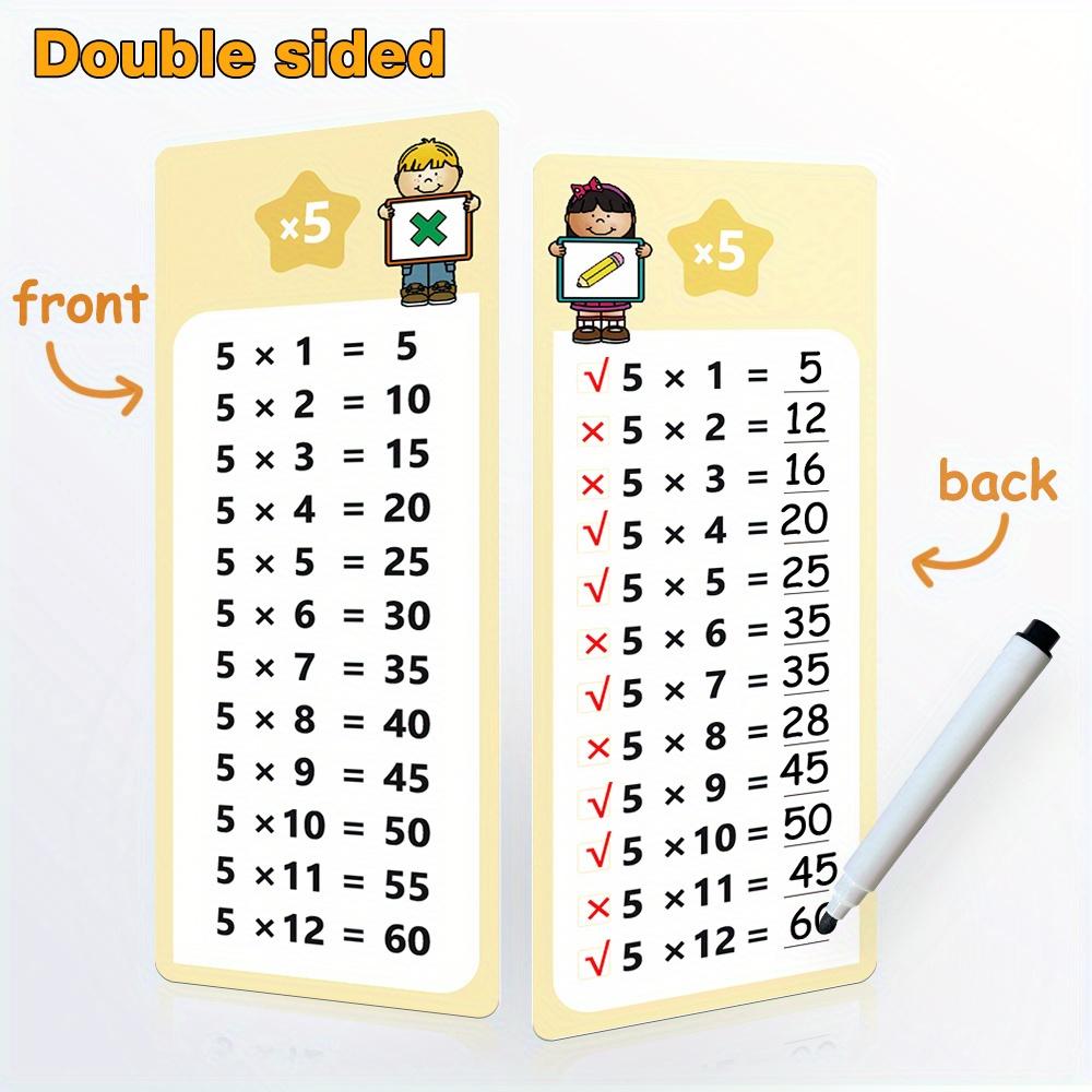 15 cards multiplication table, mathematical number card , educational learning, mathematics, children's flash card, elementary school, reusable at home school supplies