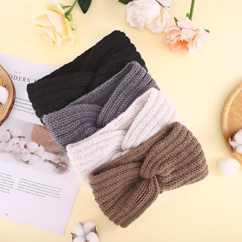 [Best Christmas Gift]  Triple KnotWarmth Ribbed Knit Headband Set-3pcs-4pcs (Classic Neutrals,)