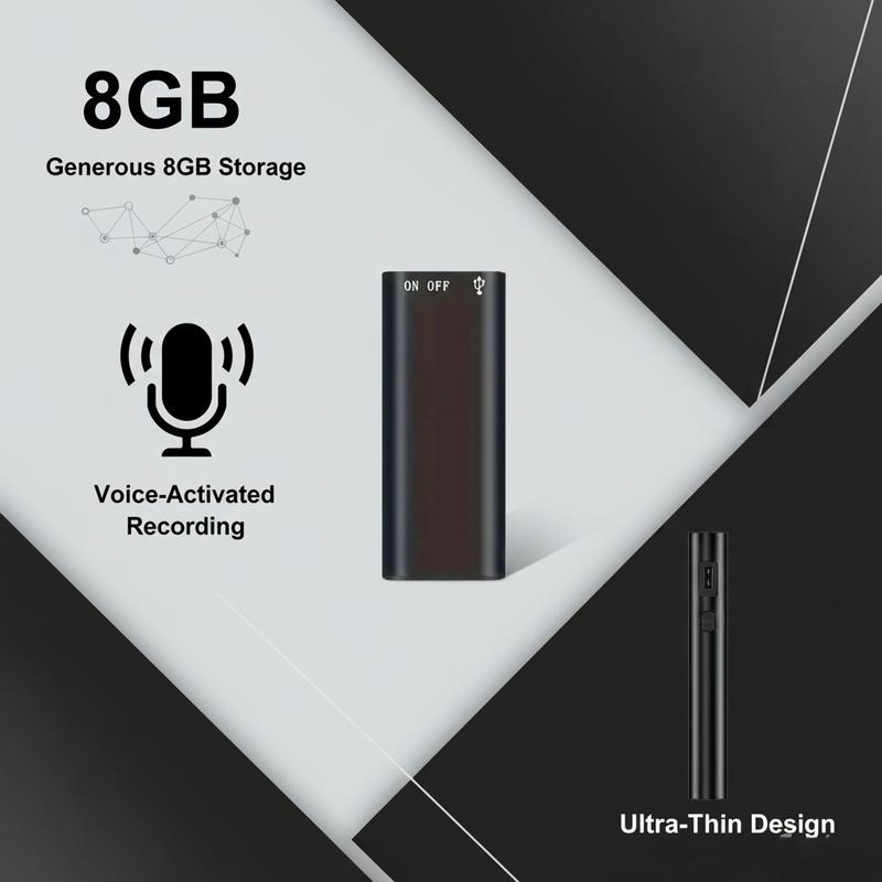 Portable Voice Activated Digital Recorder 8GB HD Noise Reduction for Business Meetings MP3 Player 1pc