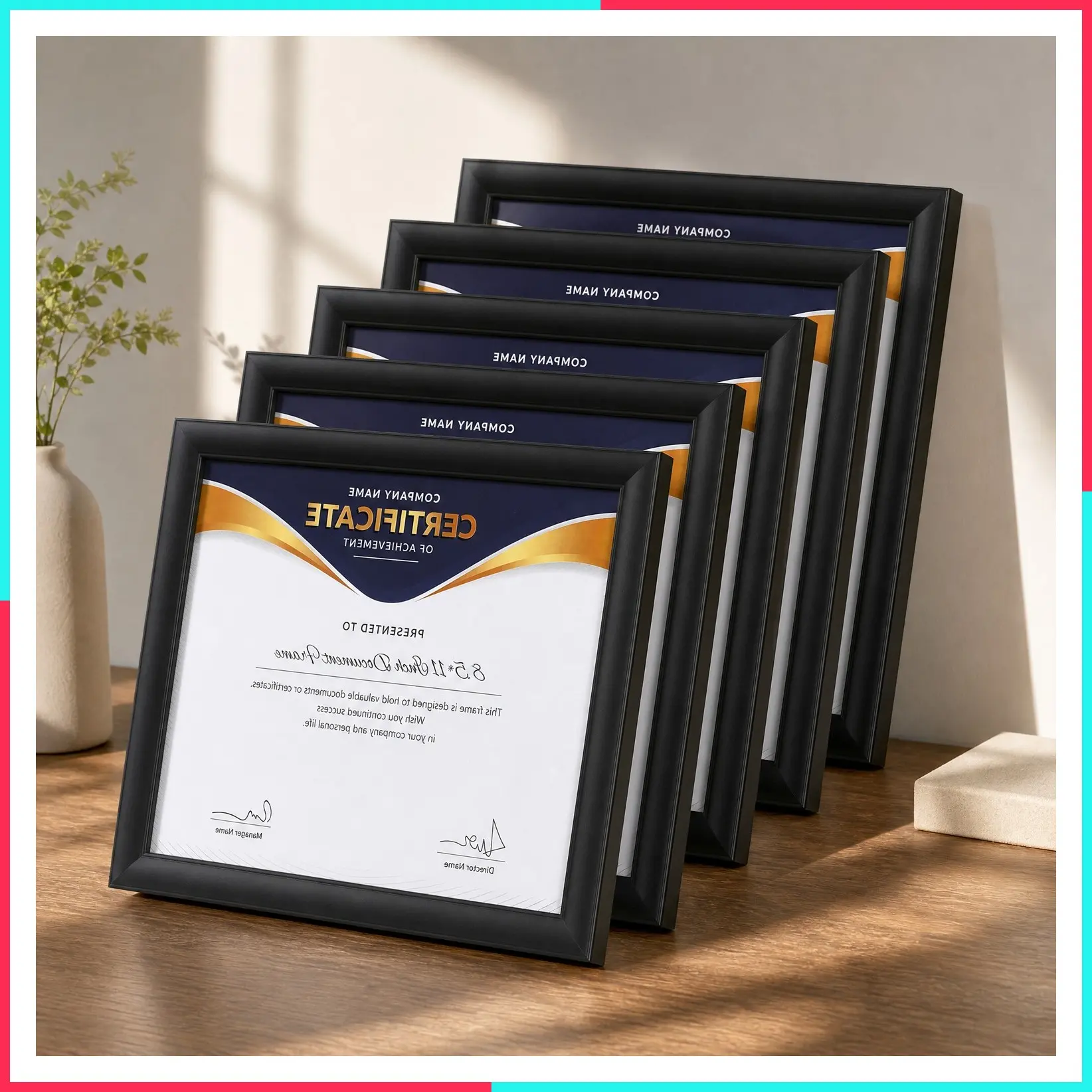 8.5x11 Picture Frame for Certificate or Document, 6 Pack, Glass