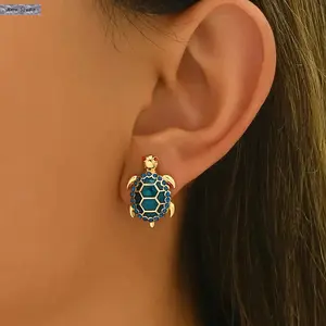 Cute Turtle Earrings with Colorful Sparkling Rhinestones – Boho Chic Animal Jewelry, Lightweight Ear Studs for Party, Prom, Music Festival, Holiday & Everyday Wear, Unique Gift Accessories