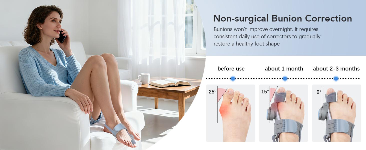 Bunion Corrector for Women Men: Big Toe Straightener Bunion Fix with Adjustable Knob-Orthopedic Bunions Splint Brace Toe Alignment Correction for Hallux Valgus Pain Relief Day/Night 1PCS (Grey)