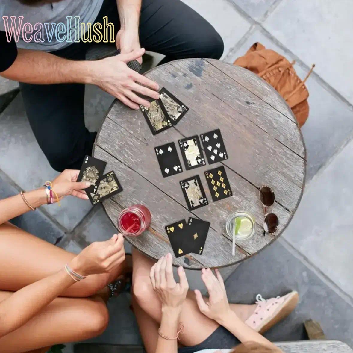 Waterproof Flexible Black Playing Cards with Durable Storage Box, Classic Poker Deck for Family, Friends & Party Card Games, Fun Indoor & Outdoor Entertainment for Camping, Travel & Gathering, Premium Durable Card Set with Serene Forest Pattern Design