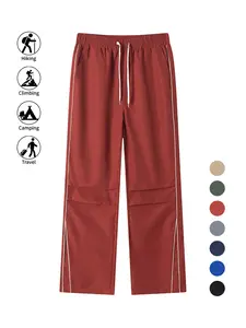 Men's Scrape-Resistant Durable Outdoor Pants with Side Stripe and Drawstring, Lightweight Quick-Dry Wrinkle-Free Long Pants, Versatile for Travel Fitness and Leisure