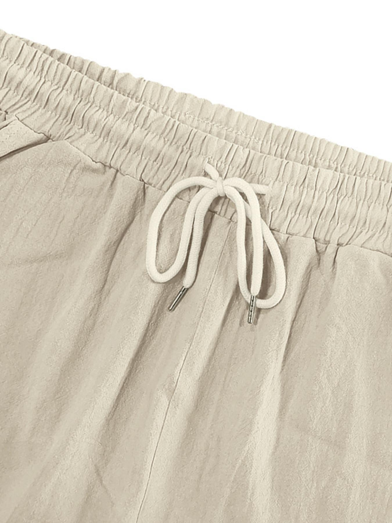 Men's Linen Fashion Fitted Work Shorts, Multi-Pocket Design with Drawstring Waistband, Casual Vacation & Daily Wear Essential