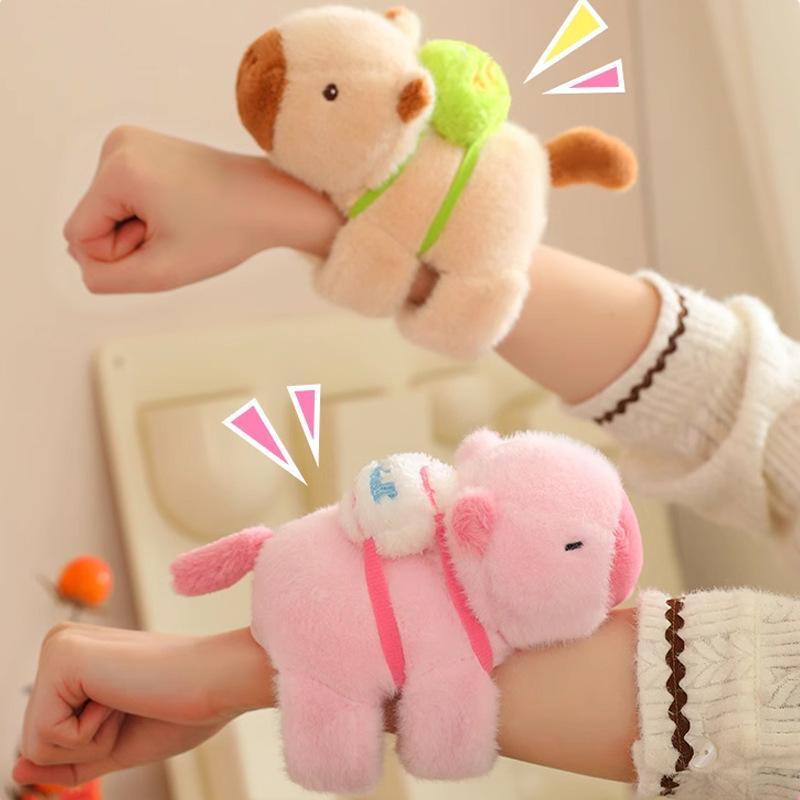Capybara Animal Slap Snap Wrap Wristband Bracelet Plush Stuffed Animal Kawaii Hand Ring Wristband Kid Funny Toys