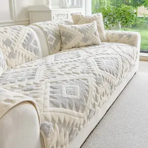 Boho Style Plush Sofa Cushion, Reusable & Pet-Friendly, Easy to Clean, Anti-Scratch, Perfect Home Decor, Comfortable & Stylish