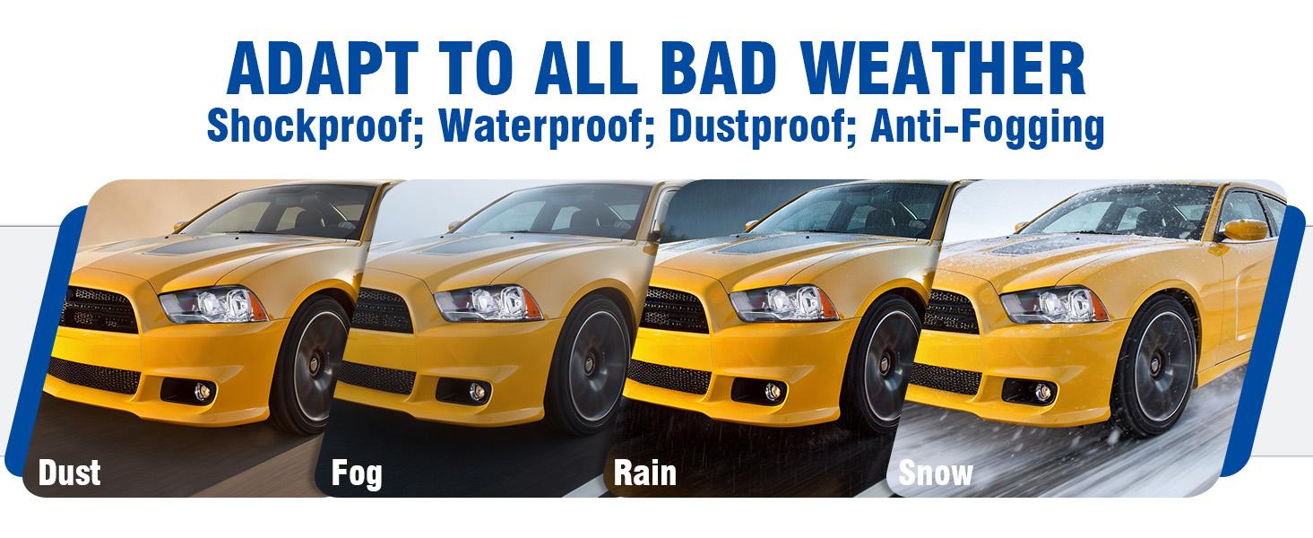 Headlight Assembly w/Bulbs Compatible with 2011-2014 Dodge Charger OE Halogen Headlamp Black Housing Amber Reflector Replacement Driver and Passenger Side