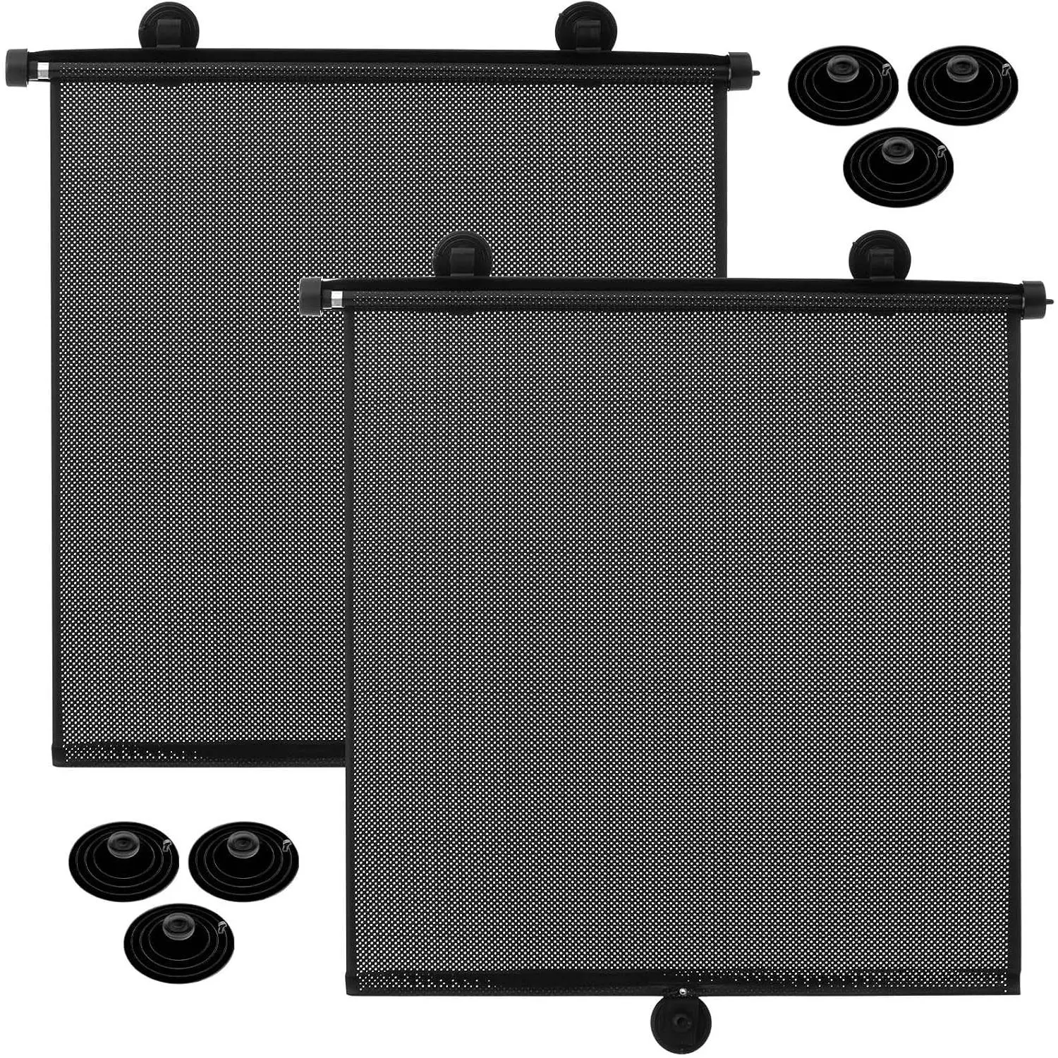 2-Pack Extra Wide Retractable Car Side Window Sun Shades, 22×24 Inch Black Roller Sunshade Visor, UV Protection Heat Block Car Accessories