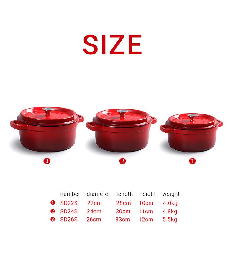 Enamel Pot Cast Iron Stew Pot Uncoated Old-fashioned Cast Iron Pot Household Double-ear Enamel Pot Induction Cooker Universal Non-stick Pot