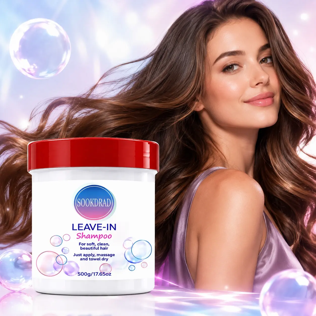 Leave-In Shampoo, Soft Clean Beautiful Hair, Easy Apply, Easy Massage, No Rinse, Daily Use, All Hair Types, 17.65oz, 500g