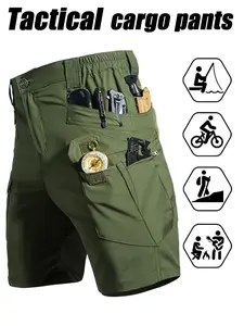 Men's Outdoor Tactical Summer Quick-Dry Stretch Work Shorts: Comfortable, breathable, lightweight, abrasion-resistant fabric with multiple pockets. Adjustable waistband. Ideal for summer sports, training, and casual wear.
