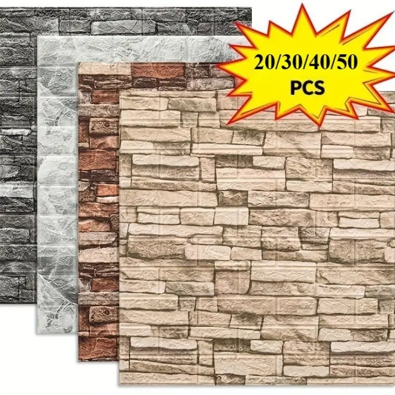 Self-Adhesive Vintage Brick Wall Stickers, Removable Vinyl Tiles, Accent Wall Peel and Stick, Real Brick Texture, Easy Clean and Cut, for Living Room, Kitchen, Bedroom, Office