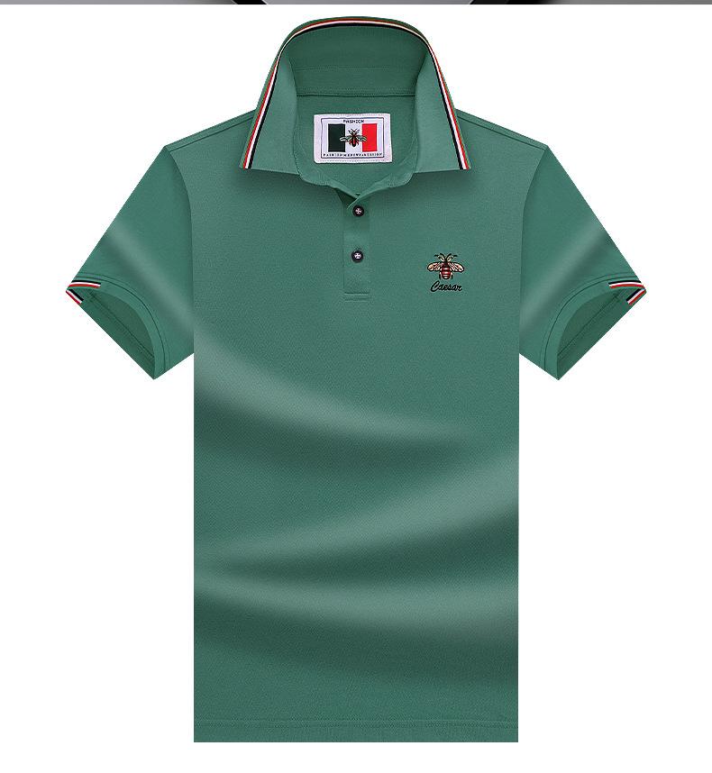 New Embroidered Bee Short Sleeve Lapel Polo Shirt High-end Trendy Brand Men's Top T-shirt