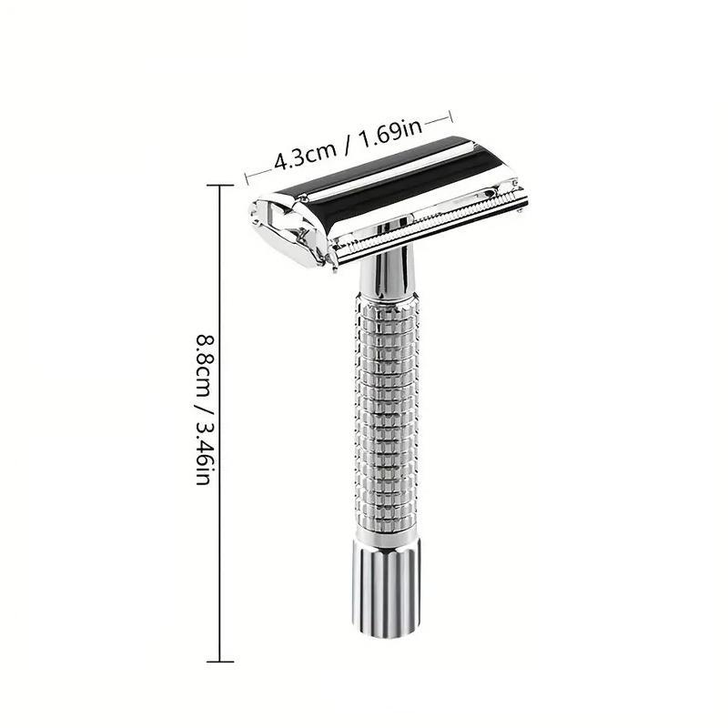 Double-sided Manual Razor with Blades,  Durable Men's Safety Shaving Tool, High-end Rotary Razor for Beard and Beard Trimming